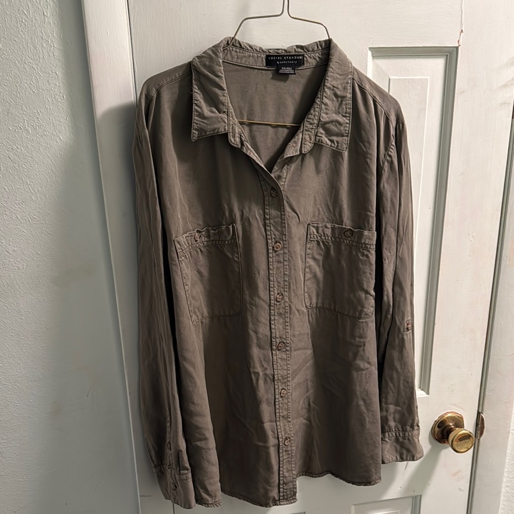 Men's Olive Button-Up Jacket